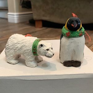 Penguin and polar bear ornaments